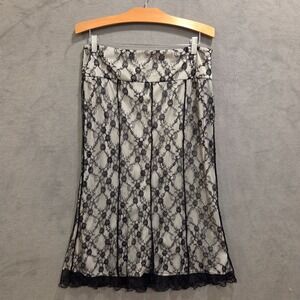 Worthington Black Lace Overlay Skirt  Womens Size 10 Fairy Whimsigoth Romantic‎
